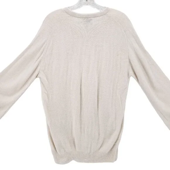 IZOD LACOSTE Vintage Sweater Off White Cream Orlon Acrylic Made in USA Sz LARGE